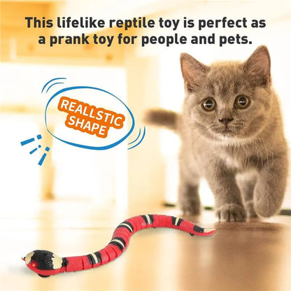 USB Rechargeable Interactive Realistic Smart Sensing Snake Cat Toy - Obstacle-Evading, No Remote Control, Halloween Fun Prank Prop Toy, Great Gift for Indoor Cats & Children