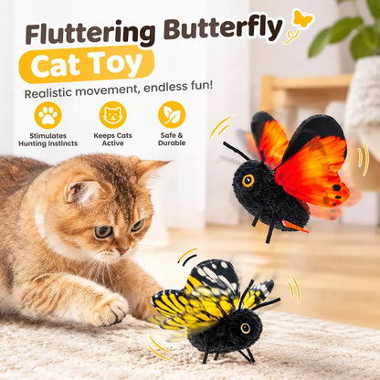 Interactive Butterfly Cat Toy, Motion Activated & USB Rechargeable, Realistic Flapping Wings, Self-Play Teaser Toy for Indoor Cats & Kittens