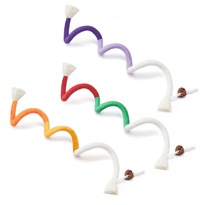 Potaroma 3-Pack Organic Cotton Snake-Shape Interactive Cat Chew Ropes - 3-Pack Value Dental Care Toys for Indoor Kittens, Teeth Cleaning, Indoor Play, Tartar Fight Help, Fresh Breath