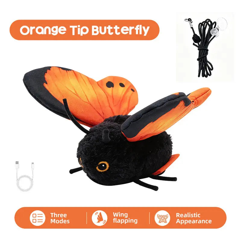 Interactive Butterfly Cat Toy, Motion Activated & USB Rechargeable, Realistic Flapping Wings, Self-Play Teaser Toy for Indoor Cats & Kittens