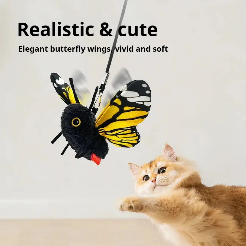 Interactive Butterfly Cat Toy, Motion Activated & USB Rechargeable, Realistic Flapping Wings, Self-Play Teaser Toy for Indoor Cats & Kittens
