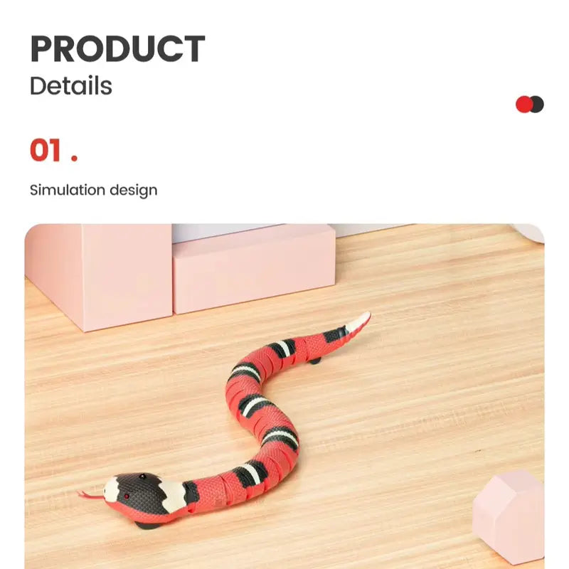 USB Rechargeable Interactive Realistic Smart Sensing Snake Cat Toy - Obstacle-Evading, No Remote Control, Halloween Fun Prank Prop Toy, Great Gift for Indoor Cats & Children