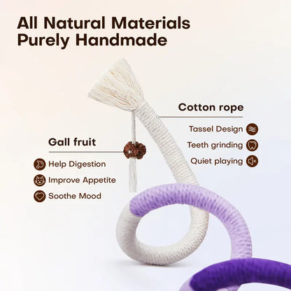 Potaroma 3-Pack Organic Cotton Snake-Shape Interactive Cat Chew Ropes - 3-Pack Value Dental Care Toys for Indoor Kittens, Teeth Cleaning, Indoor Play, Tartar Fight Help, Fresh Breath